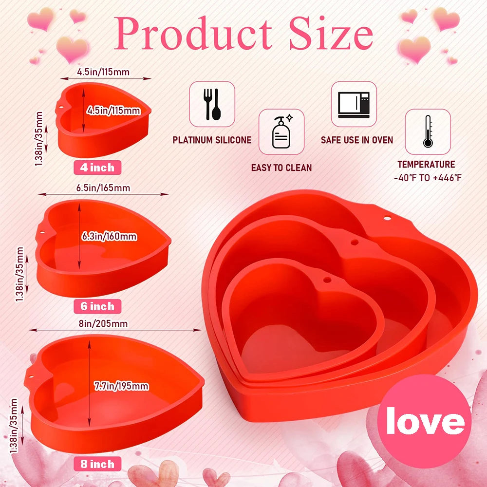 4/6/8 inch Heart Shaped Silicone Pan