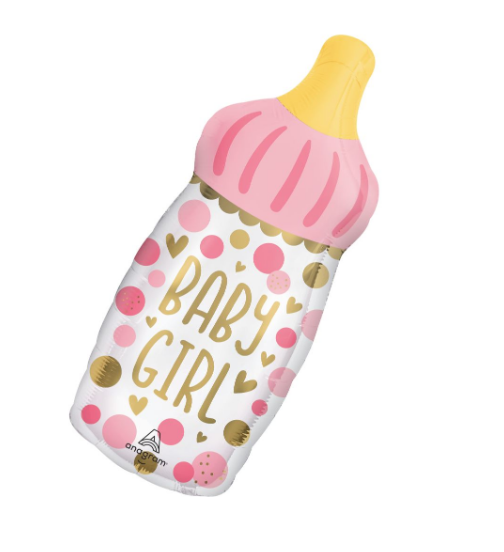 10" Pink/Gold Baby Girl Bottle
