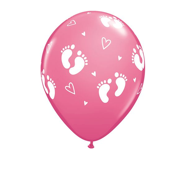 11" Pink Baby Girl Footprint Balloon