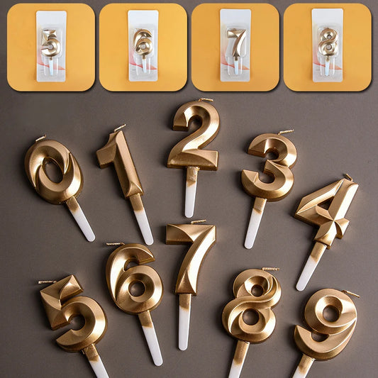 0-9 Gold Birthday Number Candles