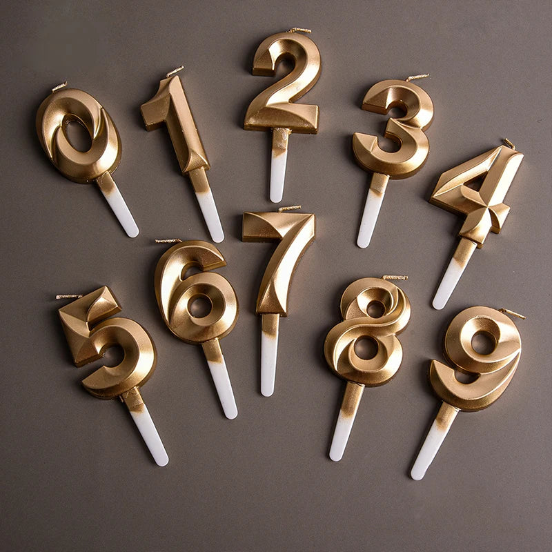 0-9 Gold Birthday Number Candles