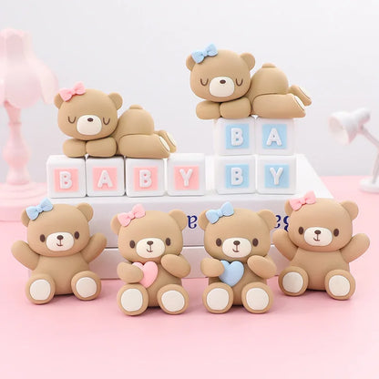 Pink/Blue Bear Cake Toppers Decor