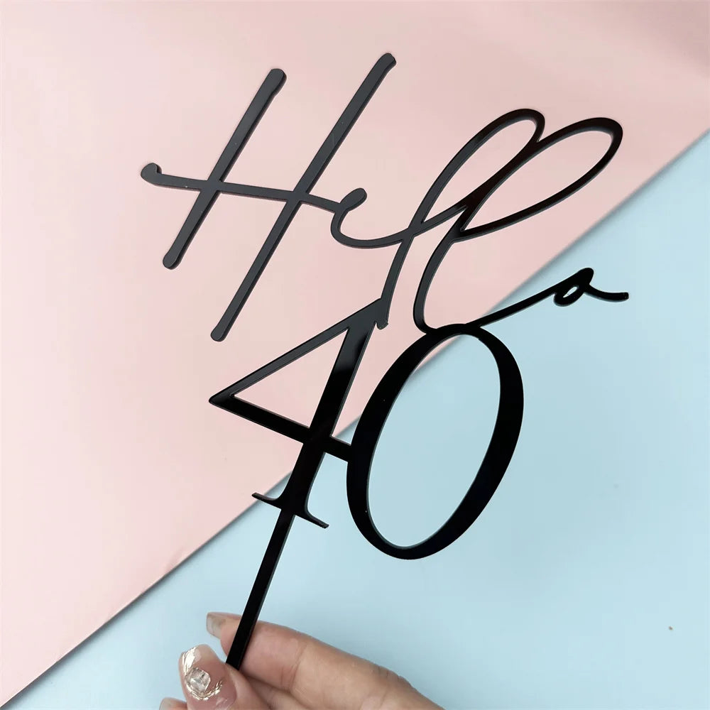 Hello 30-90 Acrylic Birthday Cape Topper