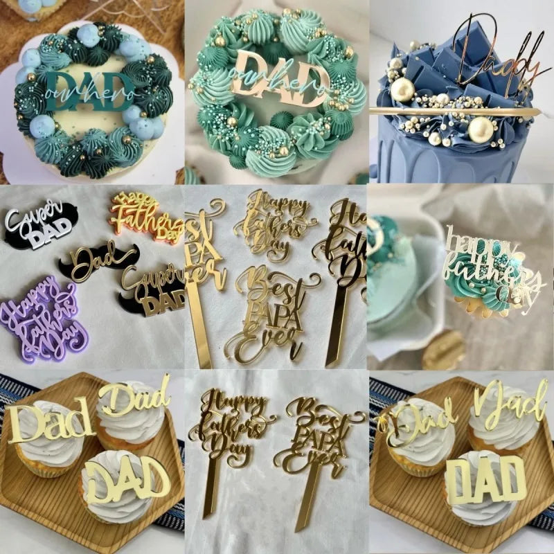 10/30Pcs Acrylic Fathers Day DAD Toppers