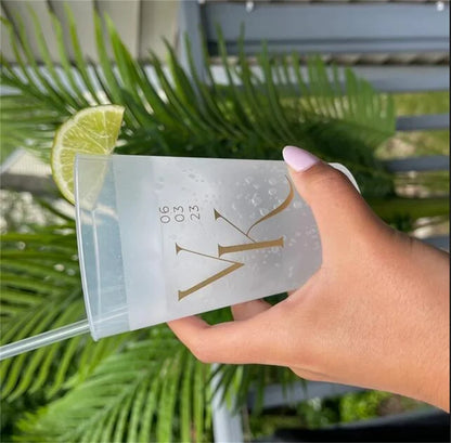Customized Frosted Shatterproof Flex Cups, Personalized Wedding Favor Cups, Wedding Favors, Minimalistic Wedding, Modern Wedding