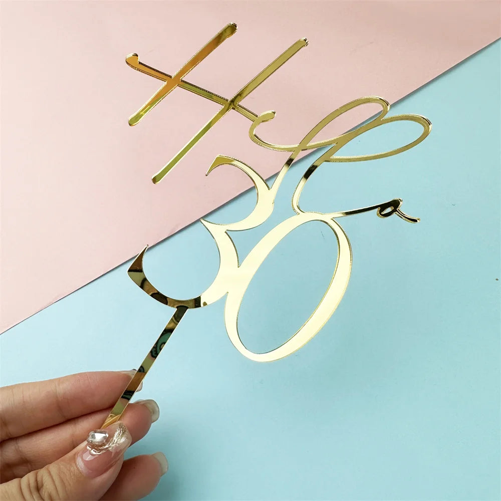 Hello 30-90 Acrylic Birthday Cape Topper