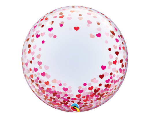 24" Pink and Red Hearts Confetti Balloon