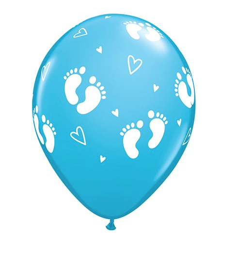 11" Blue Baby Boy Footprint Balloon