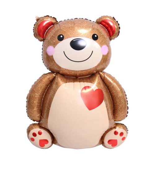 26" Teddy Bear with Red Heart Balloon