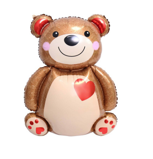26" Teddy Bear with Red Heart Balloon