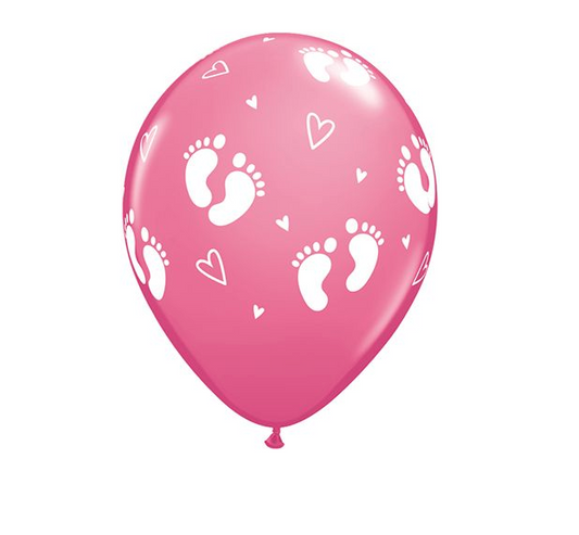 11" Pink Baby Girl Footprint Balloon