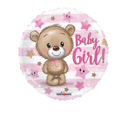 18" Baby Girl Teddy Bear Balloon
