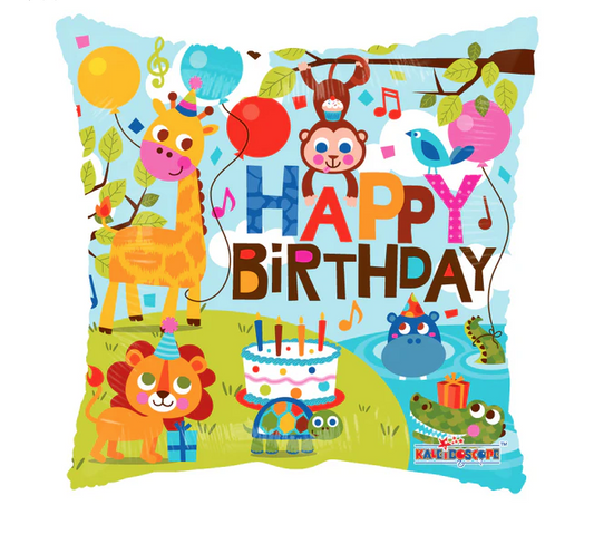 18" Square Jungle Birthday Balloon