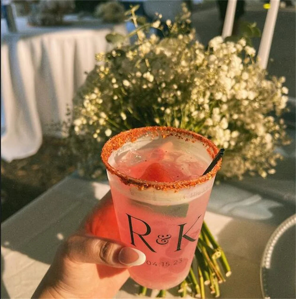 Customized Frosted Shatterproof Flex Cups, Personalized Wedding Favor Cups, Wedding Favors, Minimalistic Wedding, Modern Wedding