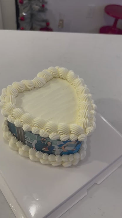 Vintage Cake with edible images on side & fondant letters on top