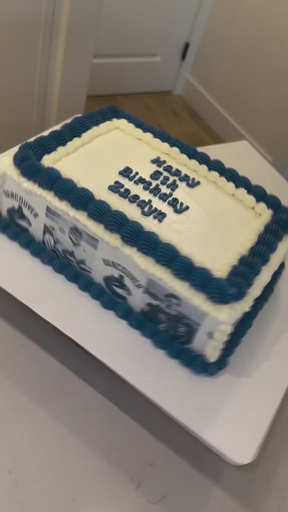 Vintage Cake with edible images on side & fondant letters on top
